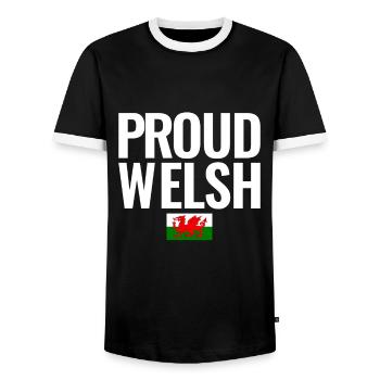 Proud Welsh Wales Walisische Flagge Waliser - Männer Kontrast-T-Shirt - Schwarz/Weiß - Vorne - AI Model Female 172 light (172cm) & AI Model Male 178 light (178cm)