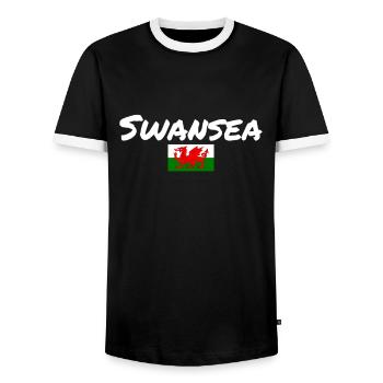 Swansea Wales Walisische Flagge Waliser - Männer Kontrast-T-Shirt - Schwarz/Weiß - Vorne - AI Model Female 172 light (172cm) & AI Model Male 178 light (178cm)