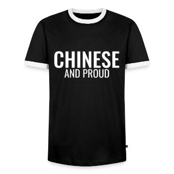 Chinois et fier de la Chine Chinesische - T-shirt contrasté Homme - noir/blanc - Devant - AI Model Female 172 light (172cm) & AI Model Male 178 light (178cm)