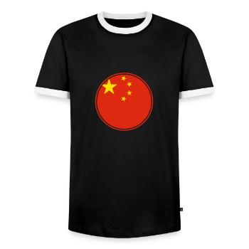 Chine Drapeau chinois Chinois - T-shirt contrasté Homme - noir/blanc - Devant - AI Model Female 172 light (172cm) & AI Model Male 178 light (178cm)