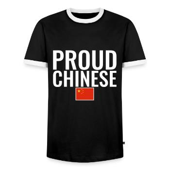 Fier drapeau chinois chinois - T-shirt contrasté Homme - noir/blanc - Devant - AI Model Female 172 light (172cm) & AI Model Male 178 light (178cm)