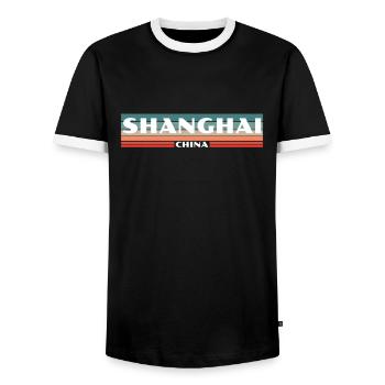 Shanghai China Chinesische Chinese - Männer Kontrast-T-Shirt - Schwarz/Weiß - Vorne - AI Model Female 172 light (172cm) & AI Model Male 178 light (178cm)