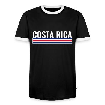 Costa Rica Costa Rican Flag - Men's Ringer Shirt - black/white - Front - AI Model Female 172 light (172cm) & AI Model Male 178 light (178cm)