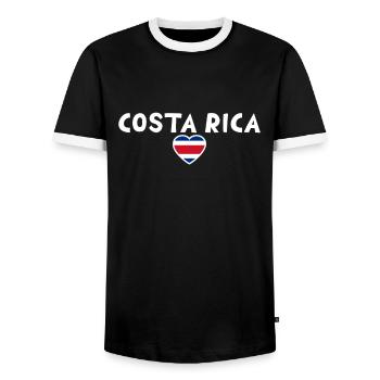 Costa Rica Costa Rican Flag - Men's Ringer Shirt - black/white - Front - AI Model Female 172 light (172cm) & AI Model Male 178 light (178cm)