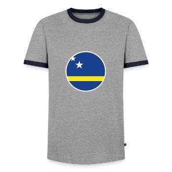 Curaçao Flag - Men's Ringer Shirt - grey/navy  - Front - AI Model Female 172 light (172cm) & AI Model Male 178 light (178cm)