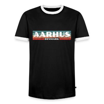 Aarhus Denmark Denmark Vintage Danish - Men's Ringer Shirt - black/white - Front - AI Model Female 172 light (172cm) & AI Model Male 178 light (178cm)