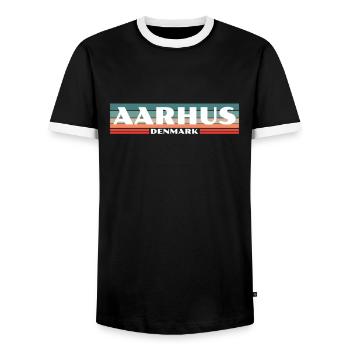 Aarhus Denmark Denmark Danish Proud Dane - Men's Ringer Shirt - black/white - Front - AI Model Female 172 light (172cm) & AI Model Male 178 light (178cm)