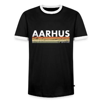 Aarhus Denmark Denmark Vintage Proud Dane - Men's Ringer Shirt - black/white - Front - AI Model Female 172 light (172cm) & AI Model Male 178 light (178cm)