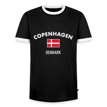 Copenhagen Denmark Danish flag Proud Dane - Men's Ringer Shirt - black/white - Front - AI Model Female 172 light (172cm) & AI Model Male 178 light (178cm)