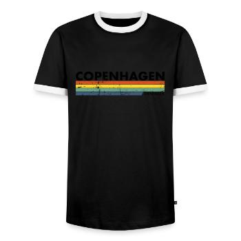 Copenhagen Denmark Dänemark Vintage Dänische - Männer Kontrast-T-Shirt - Schwarz/Weiß - Vorne - AI Model Female 172 light (172cm) & AI Model Male 178 light (178cm)