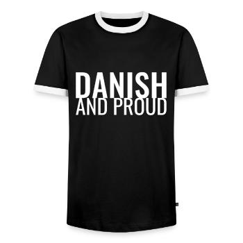 Danish And Proud Denmark Danish Danes - Men's Ringer Shirt - black/white - Front - AI Model Female 172 light (172cm) & AI Model Male 178 light (178cm)