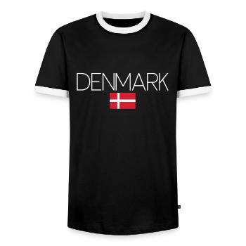 Denmark Denmark Danish Flag Proud Dane - Men's Ringer Shirt - black/white - Front - AI Model Female 172 light (172cm) & AI Model Male 178 light (178cm)