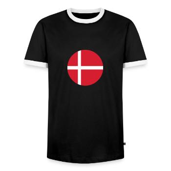Denmark Danish flag Proud Dane - Men's Ringer Shirt - black/white - Front - AI Model Female 172 light (172cm) & AI Model Male 178 light (178cm)
