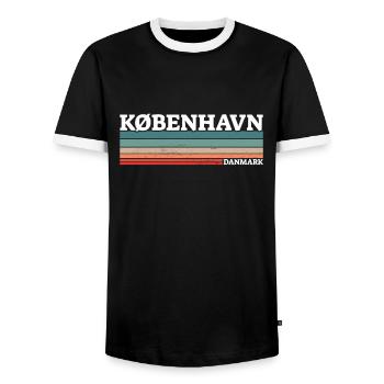 København Denmark Denmark Danish Proud Dane - Men's Ringer Shirt - black/white - Front - AI Model Female 172 light (172cm) & AI Model Male 178 light (178cm)