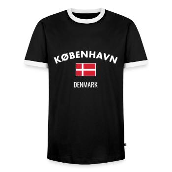 København Denmark Danish flag Proud Dane - Men's Ringer Shirt - black/white - Front - AI Model Female 172 light (172cm) & AI Model Male 178 light (178cm)