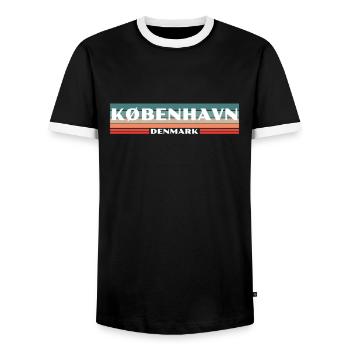 København Denmark Denmark Danish Danish - Men's Ringer Shirt - black/white - Front - AI Model Female 172 light (172cm) & AI Model Male 178 light (178cm)