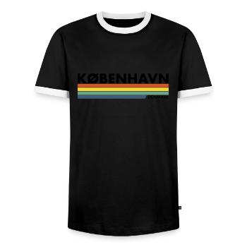 København Denmark Denmark Danish Proud Dane - Men's Ringer Shirt - black/white - Front - AI Model Female 172 light (172cm) & AI Model Male 178 light (178cm)