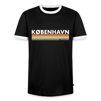 København Denmark Denmark Danish Proud Dane - Men's Ringer Shirt - black/white - Front - AI Model Female 172 light (172cm) & AI Model Male 178 light (178cm)