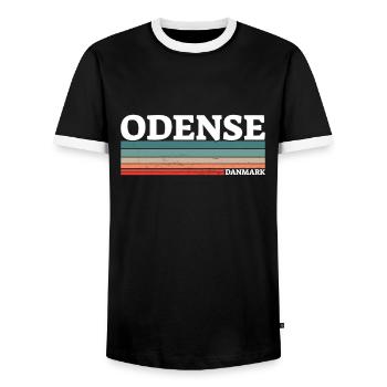 Odense Denmark Denmark Danish Proud Dane - Men's Ringer Shirt - black/white - Front - AI Model Female 172 light (172cm) & AI Model Male 178 light (178cm)