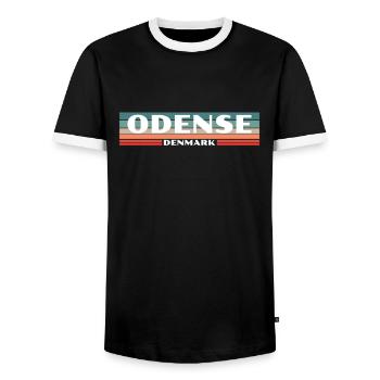 Odense Denmark Denmark Danish Proud Dane - Men's Ringer Shirt - black/white - Front - AI Model Female 172 light (172cm) & AI Model Male 178 light (178cm)