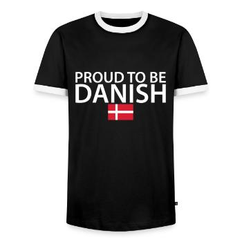 Proud To Be Danish Denmark Danish Flag Dane - Men's Ringer Shirt - black/white - Front - AI Model Female 172 light (172cm) & AI Model Male 178 light (178cm)