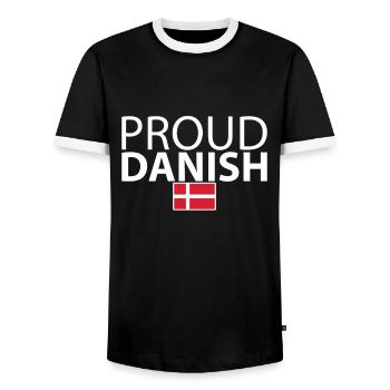 Fier danois Danemark Drapeau danois Danois - T-shirt contrasté Homme - noir/blanc - Devant - AI Model Female 172 light (172cm) & AI Model Male 178 light (178cm)