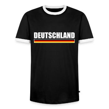 Deutschland Deutsche Flagge Deutscher - Männer Kontrast-T-Shirt - Schwarz/Weiß - Vorne - AI Model Female 172 light (172cm) & AI Model Male 178 light (178cm)