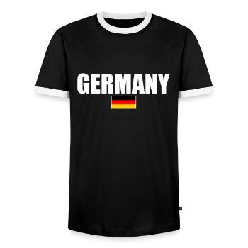 Germany Deutschland Deutsche Flagge Deutscher - Männer Kontrast-T-Shirt - Schwarz/Weiß - Vorne - AI Model Female 172 light (172cm) & AI Model Male 178 light (178cm)