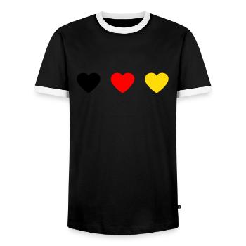 Deutschland Deutsche Flagge Deutscher - Männer Kontrast-T-Shirt - Schwarz/Weiß - Vorne - AI Model Female 172 light (172cm) & AI Model Male 178 light (178cm)