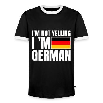 I'm Not YelIing I'm German German Flag - Men's Ringer Shirt - black/white - Front - AI Model Female 172 light (172cm) & AI Model Male 178 light (178cm)