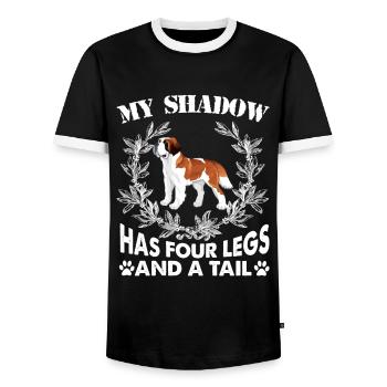 American Bulldog Has Four Legs And A Tail - Men's Ringer Shirt - black/white - Front - AI Model Female 172 light (172cm) & AI Model Male 178 light (178cm)