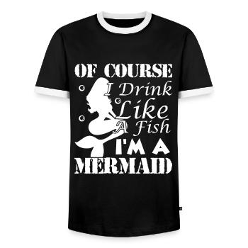 Mermaid Of Course I Drink Like A Fish - Men's Ringer Shirt - black/white - Front - AI Model Female 172 light (172cm) & AI Model Male 178 light (178cm)