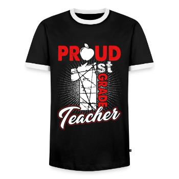 Proud 1st Grade Teacher - Men's Ringer Shirt - black/white - Front - AI Model Female 172 light (172cm) & AI Model Male 178 light (178cm)