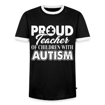 Proud Teacher Of A Children With Autism - Men's Ringer Shirt - black/white - Front - AI Model Female 172 light (172cm) & AI Model Male 178 light (178cm)