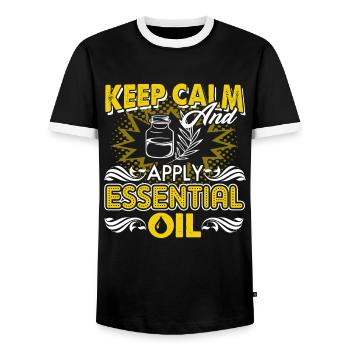 Keep Calm And Apply Essential Oil - Men's Ringer Shirt - black/white - Front - AI Model Female 172 light (172cm) & AI Model Male 178 light (178cm)