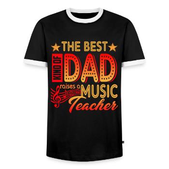 The Best Kind Of Dad Raises A Music Teacher - Men's Ringer Shirt - black/white - Front - AI Model Female 172 light (172cm) & AI Model Male 178 light (178cm)