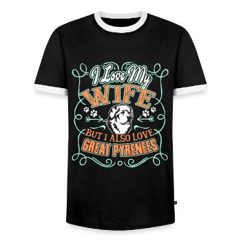 I Love My Wife And Great Pyrenees - Men's Ringer Shirt - black/white - Front - AI Model Female 172 light (172cm) & AI Model Male 178 light (178cm)