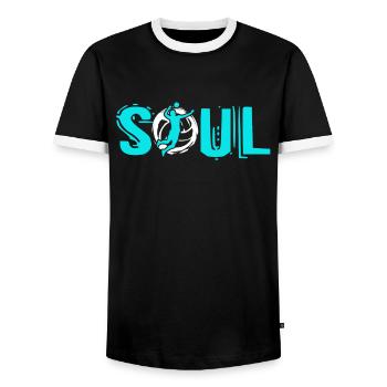 Volleyball Soul - Men's Ringer Shirt - black/white - Front - AI Model Female 172 light (172cm) & AI Model Male 178 light (178cm)