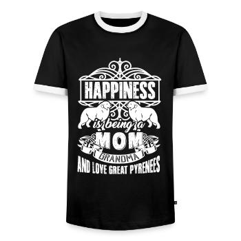Happiness Is Being A Mom And Love Great Pyrenees - Men's Ringer Shirt - black/white - Front - AI Model Female 172 light (172cm) & AI Model Male 178 light (178cm)