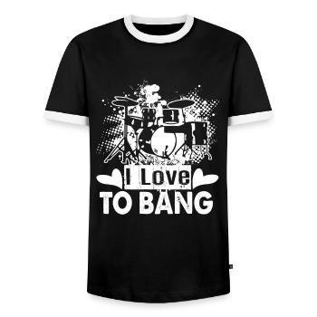 Drummer I Love To Bang - Men's Ringer Shirt - black/white - Front - AI Model Female 172 light (172cm) & AI Model Male 178 light (178cm)