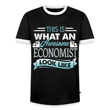 This Is What An Awesome Economist Look Like - Men's Ringer Shirt - black/white - Front - AI Model Female 172 light (172cm) & AI Model Male 178 light (178cm)