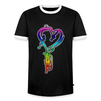 Trumpet Rainbow Colorful - Men's Ringer Shirt - black/white - Front - AI Model Female 172 light (172cm) & AI Model Male 178 light (178cm)