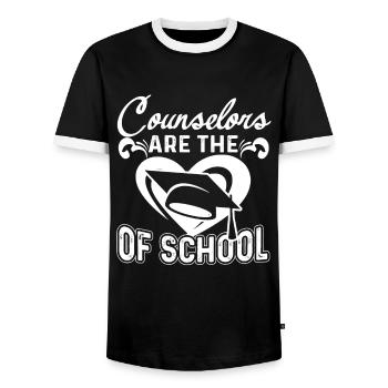 School Counselor The Heart Of School - Men's Ringer Shirt - black/white - Front - AI Model Female 172 light (172cm) & AI Model Male 178 light (178cm)