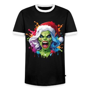 11 Zombie Hurlant Père Noël Couleur Drop Vie - T-shirt contrasté Homme - noir/blanc - Devant - AI Model Female 172 light (172cm) & AI Model Male 178 light (178cm)
