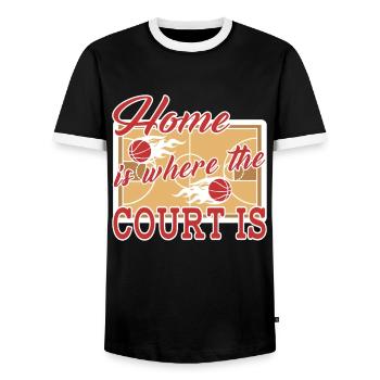 Basketball Home Is Where The Court Is - Men's Ringer Shirt - black/white - Front - AI Model Female 172 light (172cm) & AI Model Male 178 light (178cm)