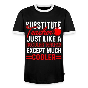 Cooler Substitute Teacher - Men's Ringer Shirt - black/white - Front - AI Model Female 172 light (172cm) & AI Model Male 178 light (178cm)