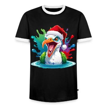 14 Zombie Möwe Meer Weihnachtsmann Farbtropfen - Männer Kontrast-T-Shirt - Schwarz/Weiß - Vorne - AI Model Female 172 light (172cm) & AI Model Male 178 light (178cm)