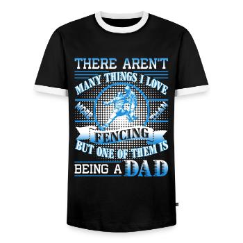 Love Being A Fencing Dad - Men's Ringer Shirt - black/white - Front - AI Model Female 172 light (172cm) & AI Model Male 178 light (178cm)