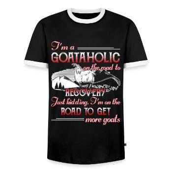 I'm A Goataholic On The Road To Recovery - Men's Ringer Shirt - black/white - Front - AI Model Female 172 light (172cm) & AI Model Male 178 light (178cm)