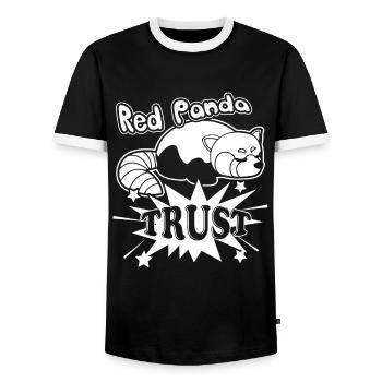 Trust The Red Panda - Men's Ringer Shirt - black/white - Front - AI Model Female 172 light (172cm) & AI Model Male 178 light (178cm)